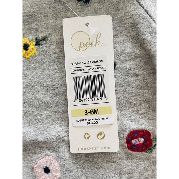NWT Peek Floral Embroidered Sweatshirt Tee Size 3 - 6 months - Picture 8 of 10